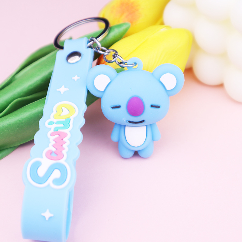 New Cartoon Animal Series Keychain Cute Korean Youth League Three-Dimensional Little Doll Soft Rubber Accessories Small Gift