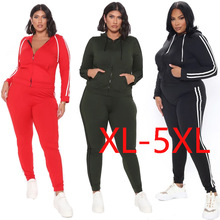 autumn fat women plus Two-piece large size sports suit sets