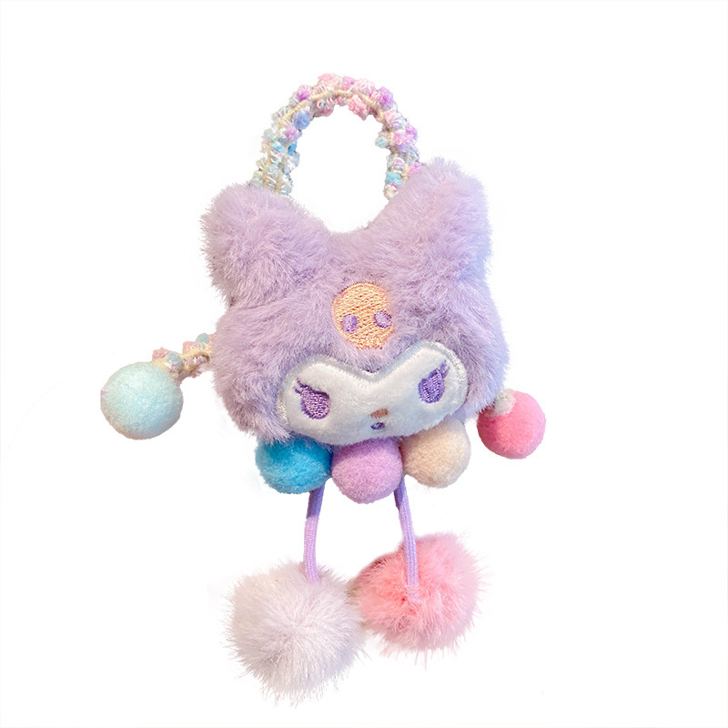 Children's Sanrio Hair Ball Head Rope Girls Cute Hair Ring High Elastic Durable Rubber Band Tie up a Bun Hairstyle High Hair Accessory for Ponytail