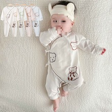 宝宝长袖连体衣四季护肚空调服爬服款服新生儿婴儿和尚蝴蝶衣薄款