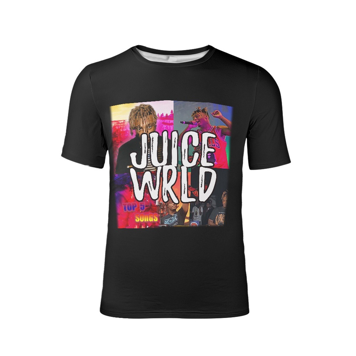 嘻哈说唱音乐juice wrld艺术家风格印花修身t恤短袖上衣来图印制