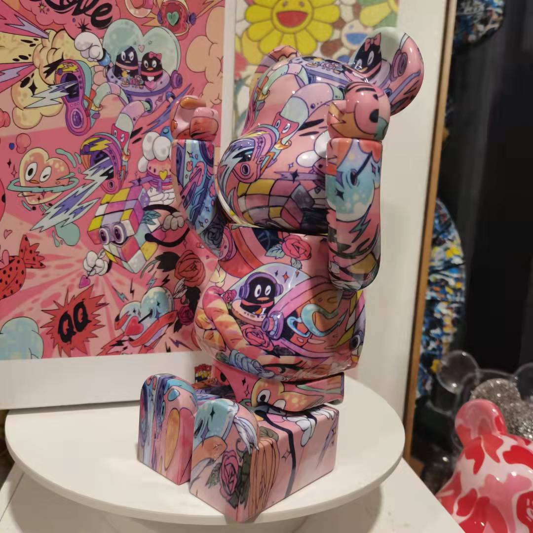 积木熊暴力熊qq腾讯联名情人节520限定款爱心礼物 bearbrick400%