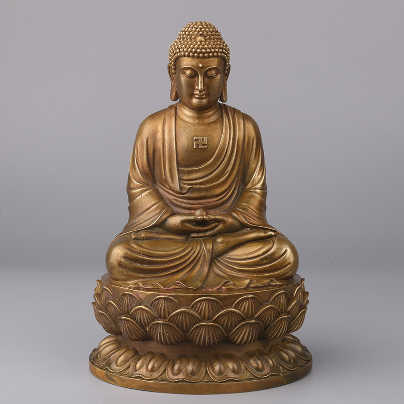 释迦牟尼佛黄铜佛像释迦摩尼铜像坐像家用供奉如来佛祖摆件工艺品