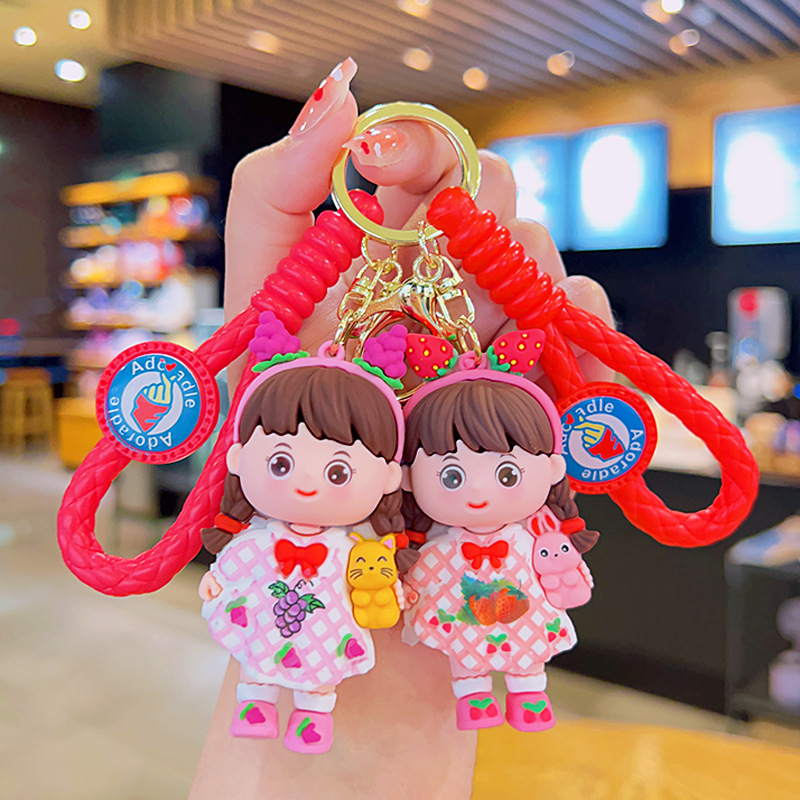 fruit elf girl cute keychain ring schoolbag pendant doll doll car key chain girl ornaments