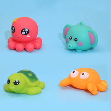 搪胶带哨小动物乌龟螃蟹章鱼 儿童洗澡戏水玩具 蛋糕装饰摆件盲盒