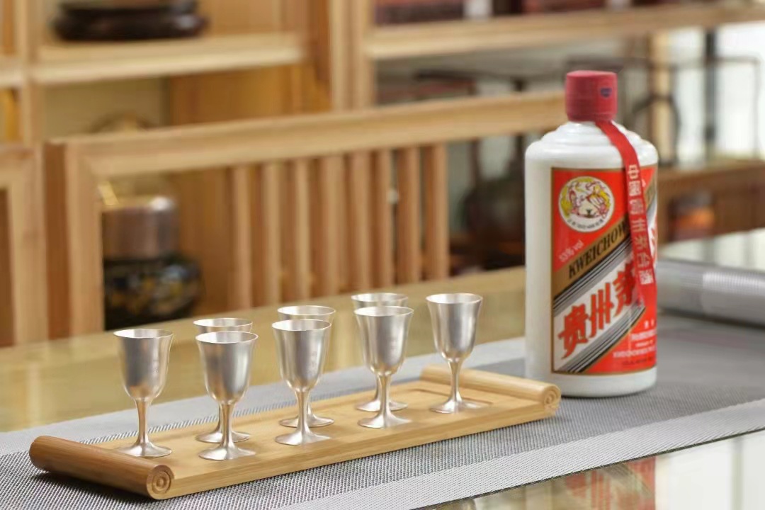 银酒杯 纯银999家用中式白酒杯 手工高脚茅台小酒盅 中式结婚摆件