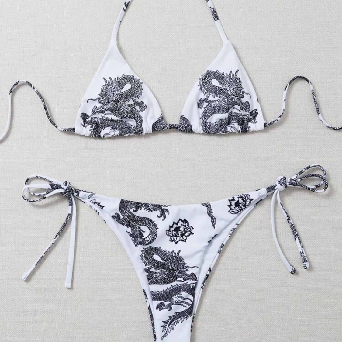 2023欧美新款泳衣中国风龙图案印花比基尼女士泳装外贸跨境亚马逊