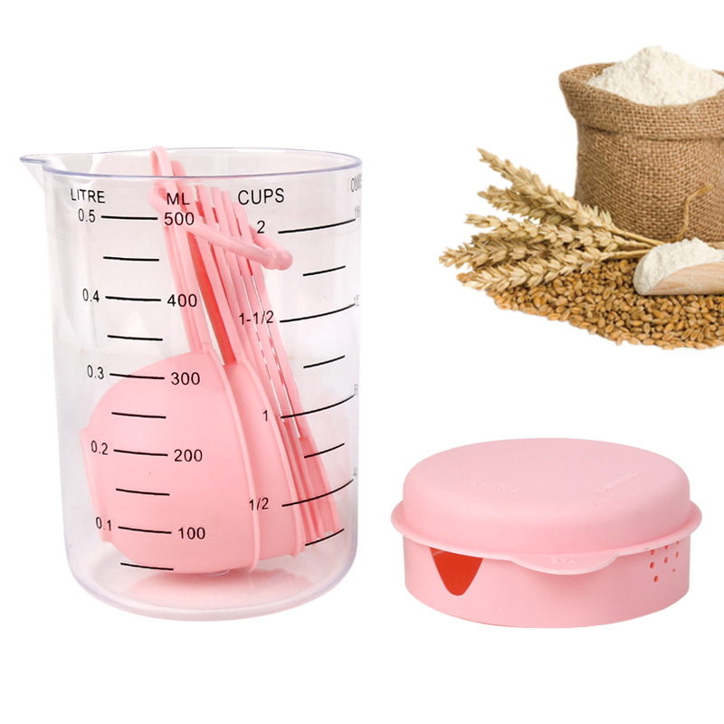 Measuring Spoon Measuring Cup Set Plastic Tape Scale 500ml Baking Tool 7Pc Combination Kitchen Measuring Flour Spoon Wholesale