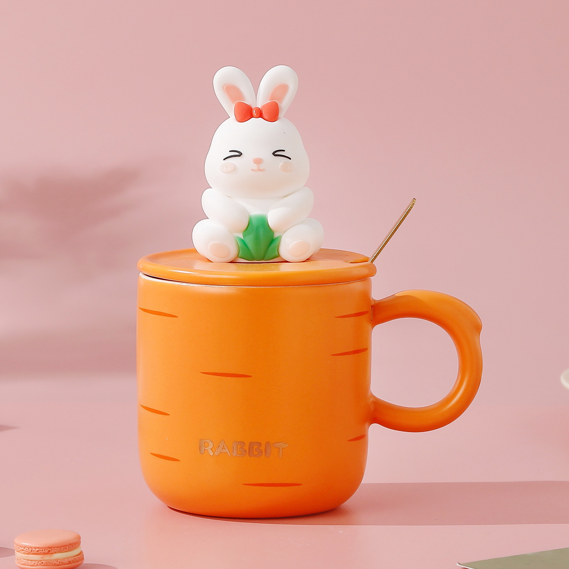 Rabbit Year Cute Little White Rabbit Ceramic Cup with Cover with Spoon Elegant Office Mug Breakfast Cup Milk Cup Water Cup