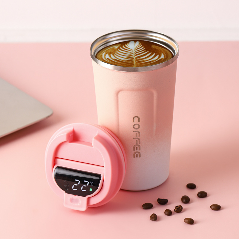 Gradient Color New Smart 304 Stainless Steel Coffee Cup Car Heat Preservation Portable Cup Portable Cup Wholesale