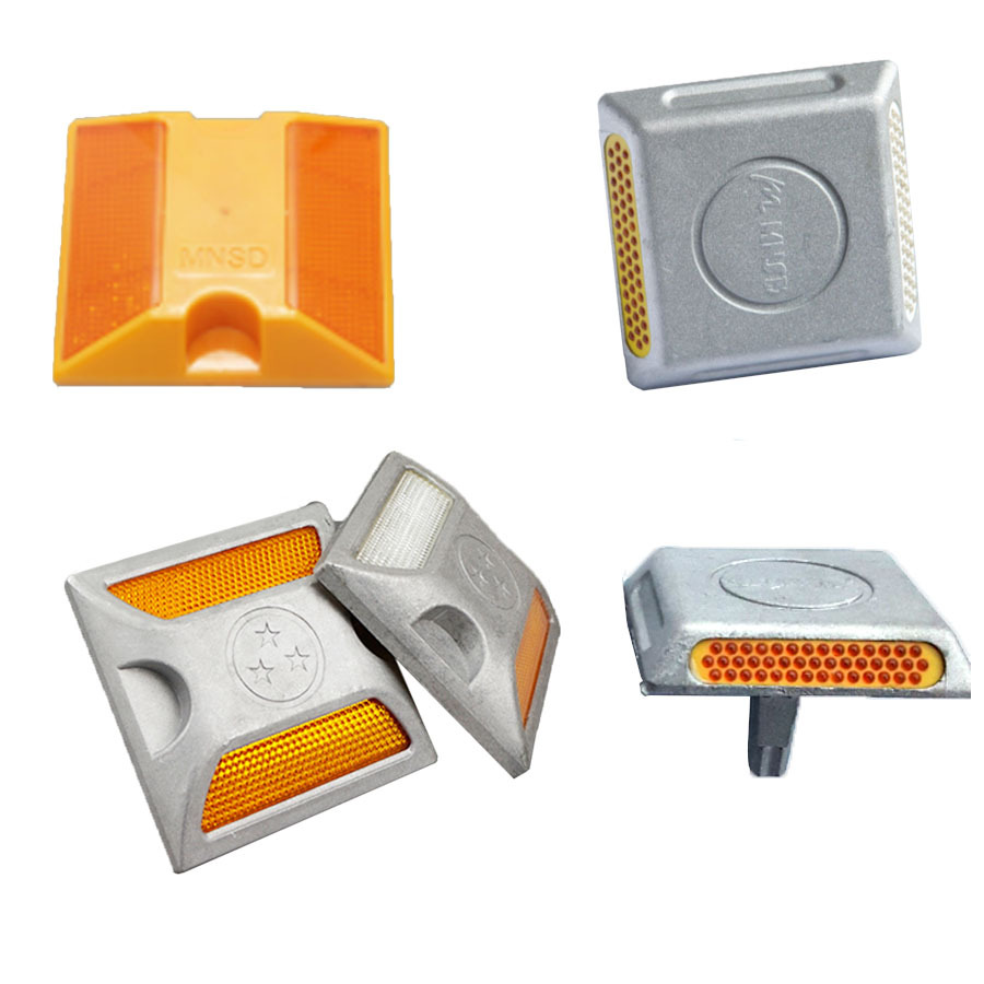 反光道钉铸铝塑料加厚方形引导灯突起路标夜间反光减速安全黄白色