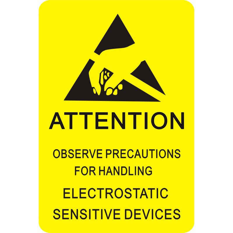 6x4cm 硬盘主板封口标签警示语防静电标贴纸 不干胶贴纸attention