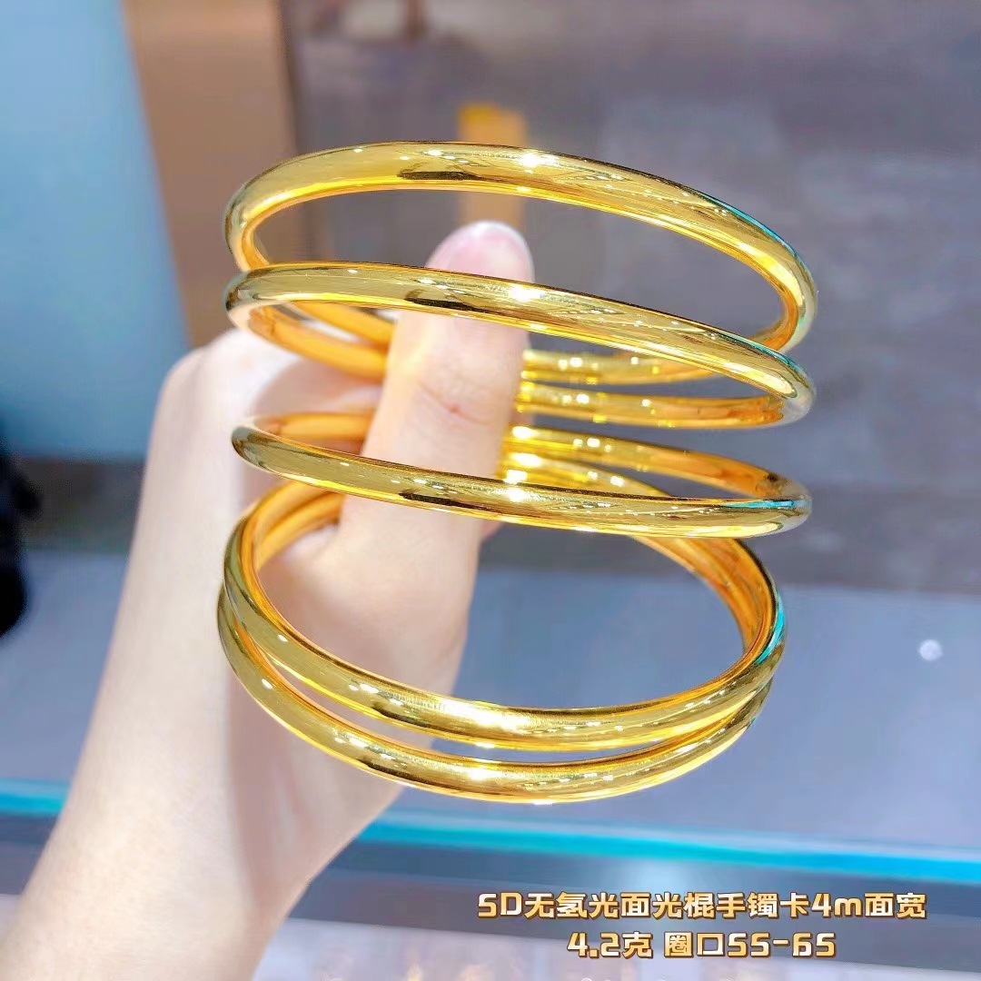 5d无氢手镯足金999手镯精品5g黄金手镯网红爆款手环深圳水贝黄金
