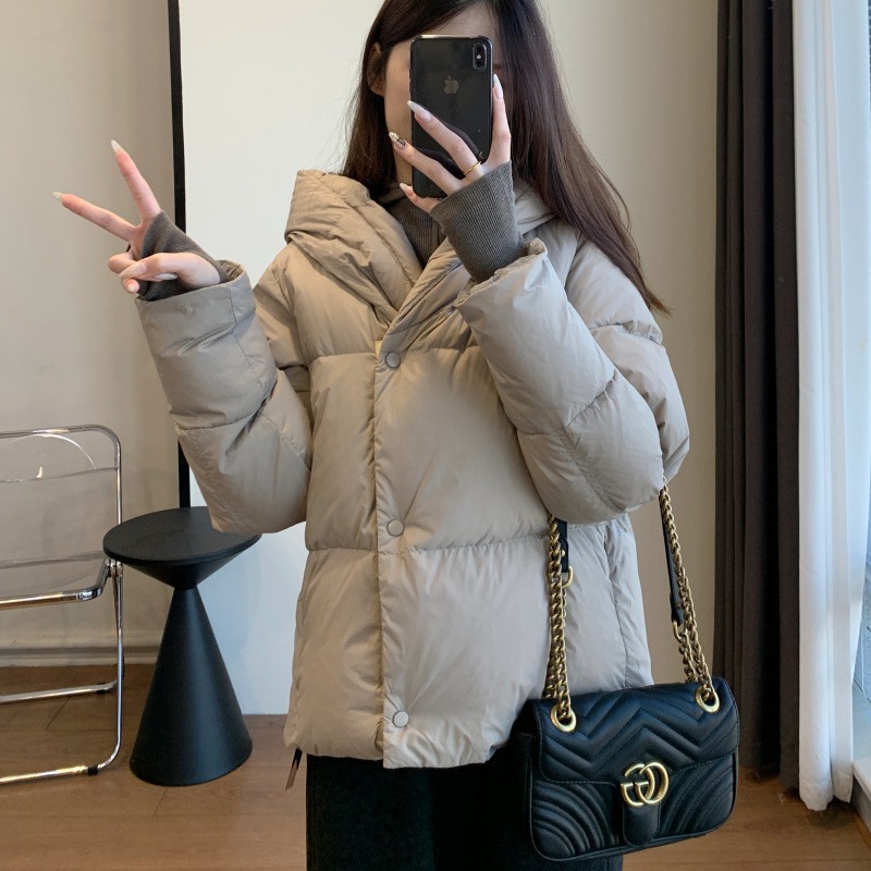 柜面1w 大鹅绒云朵感保暖蓬松连帽时尚鹅绒服秋冬面包服yr1712g