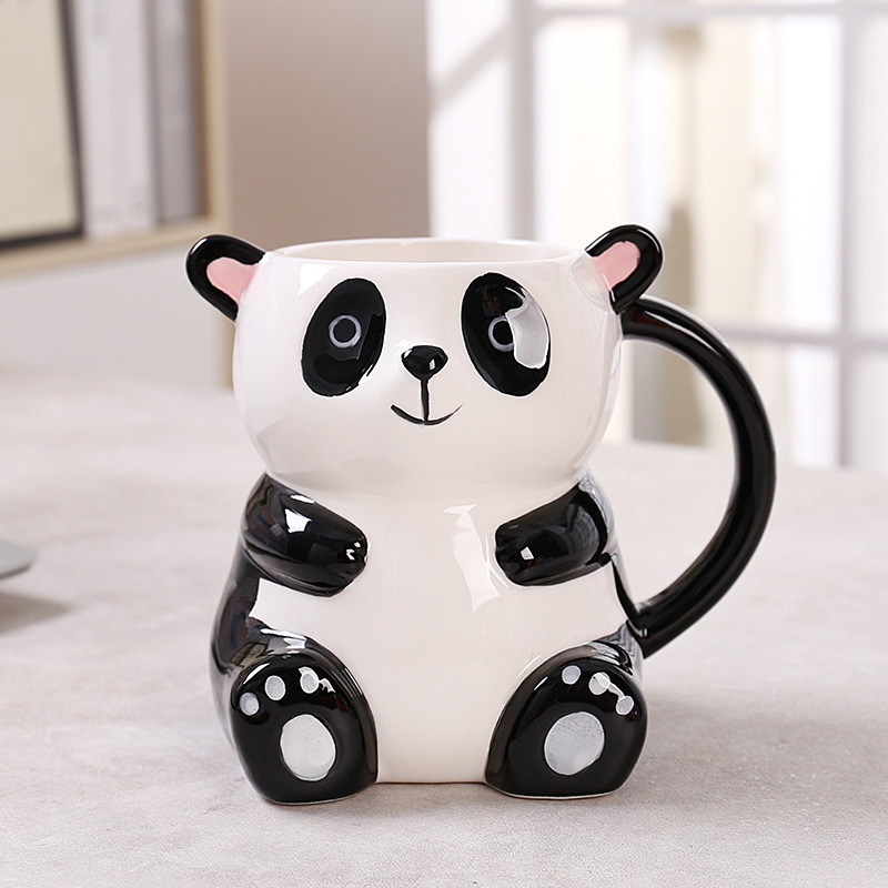 cross-border cartoon drinking cup panda modeling ceramic cup office cup panda mug milk cup cute ceramic cup ceramic cup