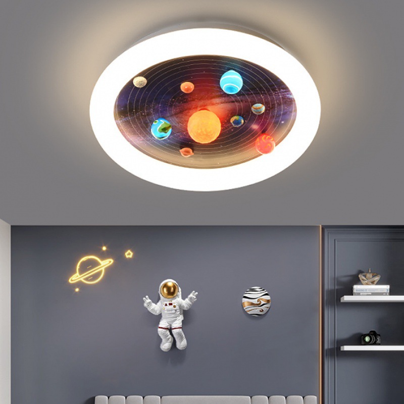 Children's Room Bedroom Light Boys and Girls Solar System Spaceman Astronaut Lamp Full Spectrum Eye Protection Ceiling Lamp