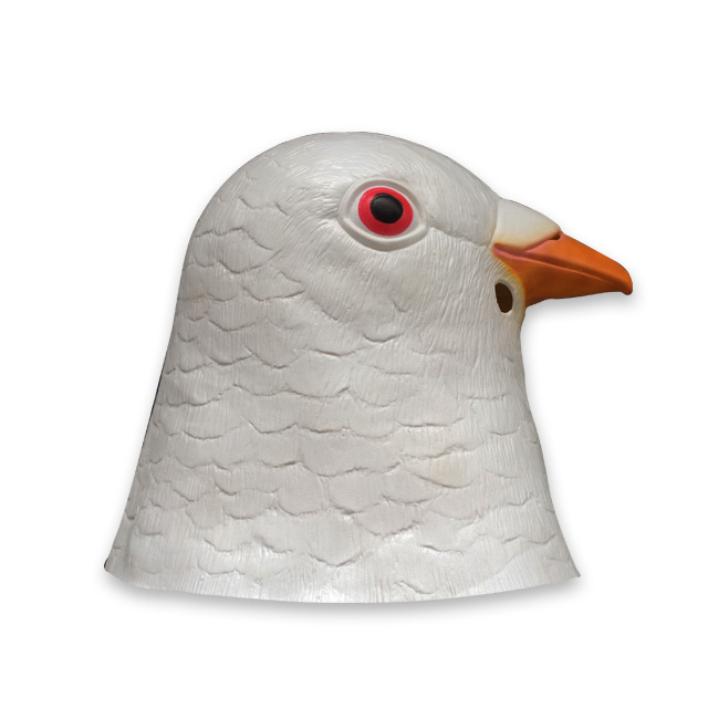 万圣节乳胶仿真热卖灰白鸽子头套 舞会变装面具 动物小鸟头套批发