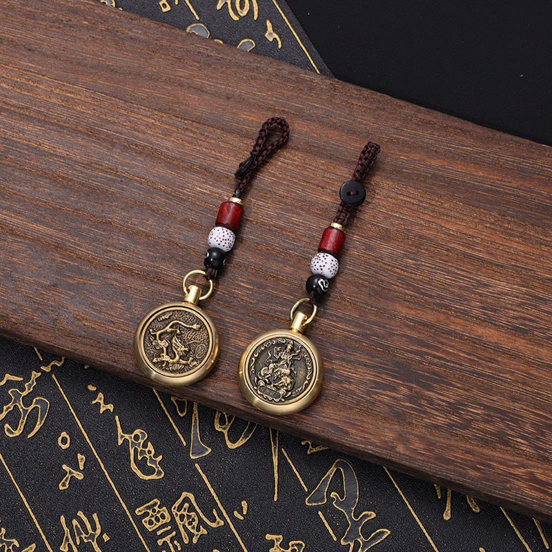 New Brass Turn Eight Patron Saints Zodiac Side Buddha Car Key Ring Pendant 12 Zodiac