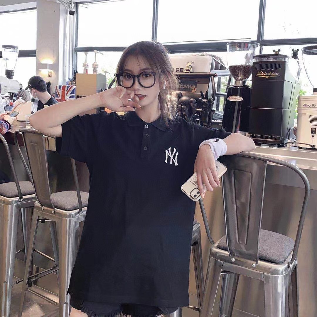 MlB Yankees Classic Series Chest Large Logo Couple Polo Shirt Short-sleeved Sports Casual Loose All-match image