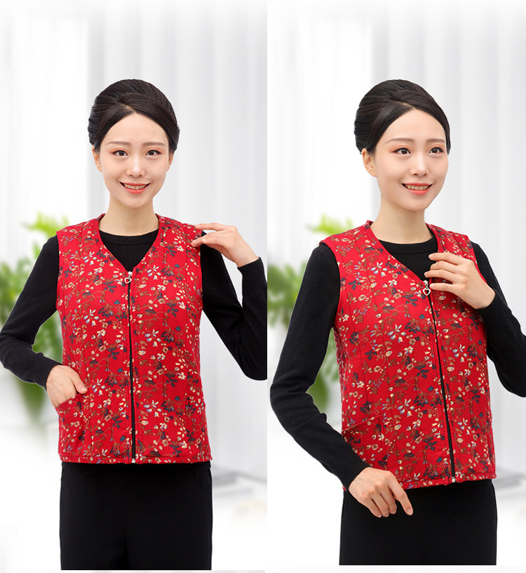 批发秋冬季驼绒棉双面花女士马甲棉坎肩加厚保暖时尚修身中式马褂