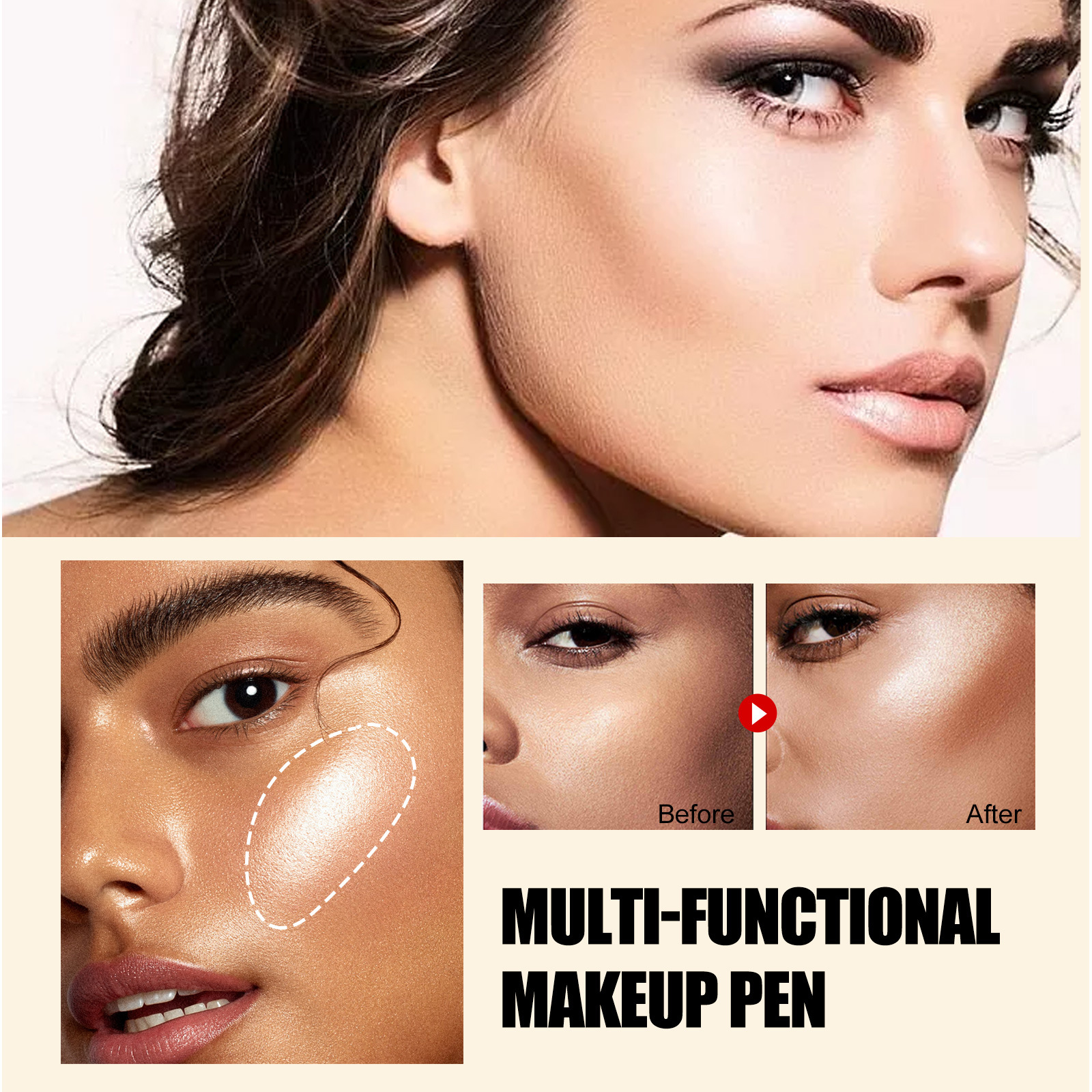 Jaysuing Multifunctional Cosmetic Brush Repair Three-Dimensional Liquid Contour Face Blush Repair Highlight Makeup Stick