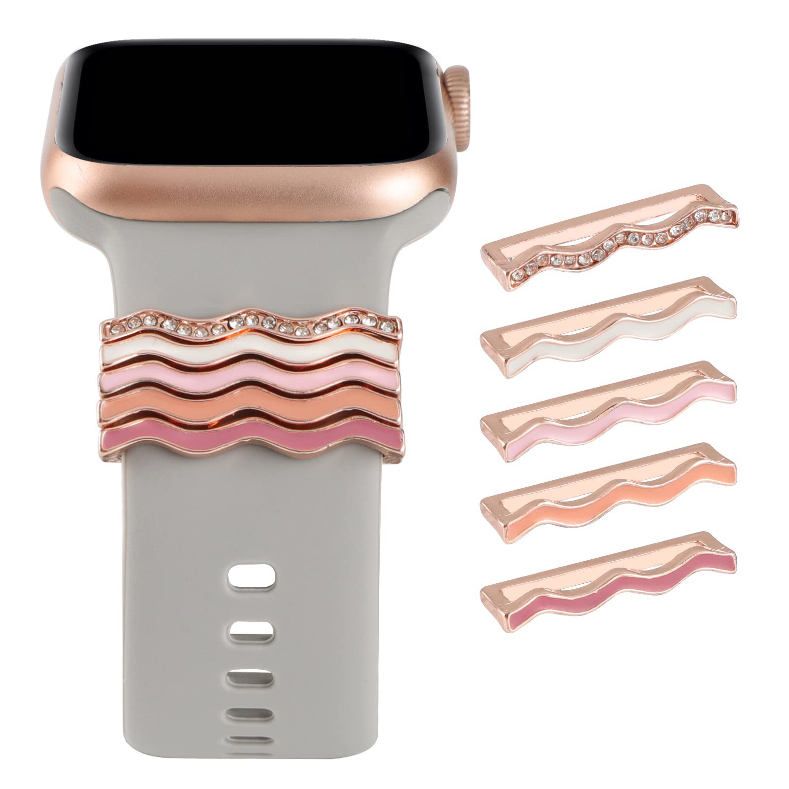 Smart Watch Apple Watch Silicone Watch Band Accessories Dripping Oil Diamond Five-Piece Set Cross-Border Wholesale