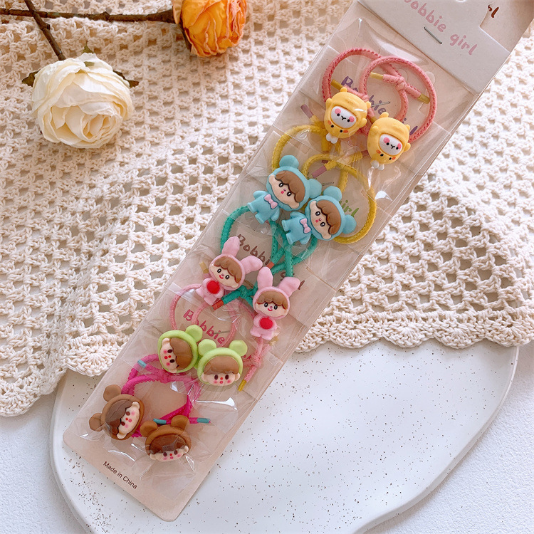 New Children's Cartoon Strawberry Bear Hair Ring Little Girl Hair Band Hair Rope Cute Princess Hair Accessories Hair Ring