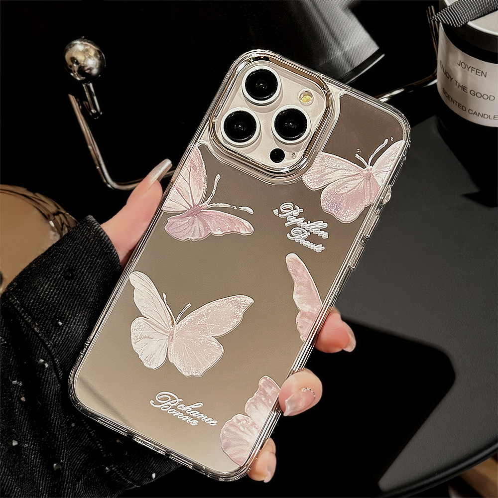 Mirror Fairy Butterfly Pendant for Apple 15pro Phone Case Max Elegant Iphone14 Drop-Resistant 13 Hard 12