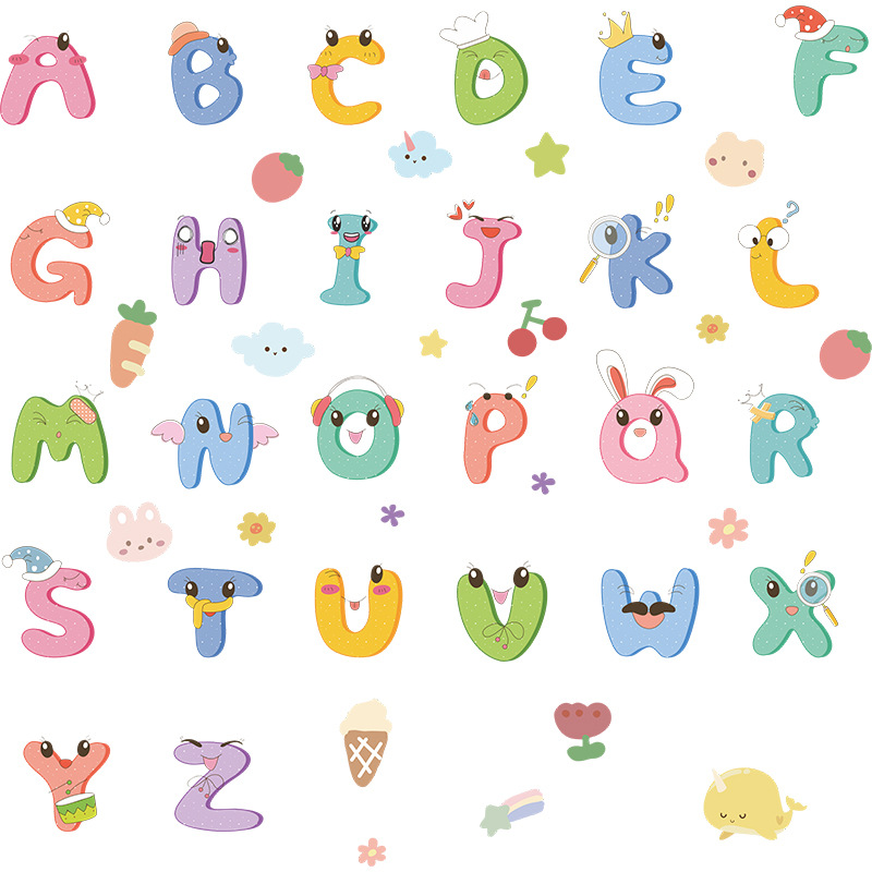 梵汐新款卡通幼教26个英文字母卧室玄关墙面美化装饰墙贴纸fx-b72