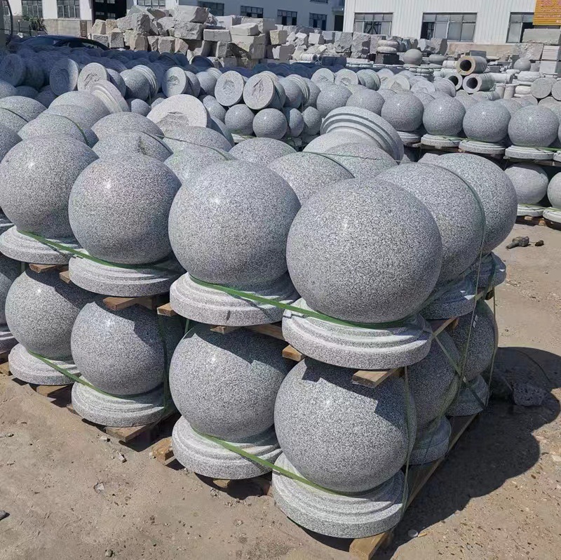 石球路障挡车路石头圆球广场花岗岩石墩子圆石柱子大理石拦路石