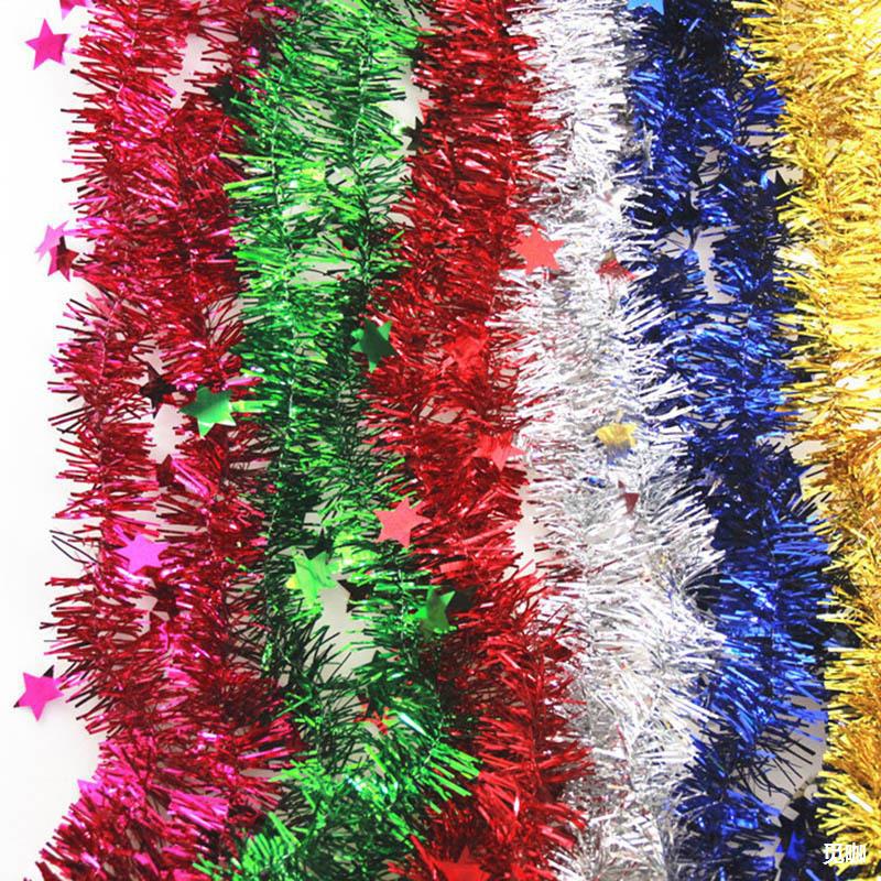 圣诞节布置装饰用品毛条 圣诞树装饰彩条 圣诞场景装扮五角星彩带