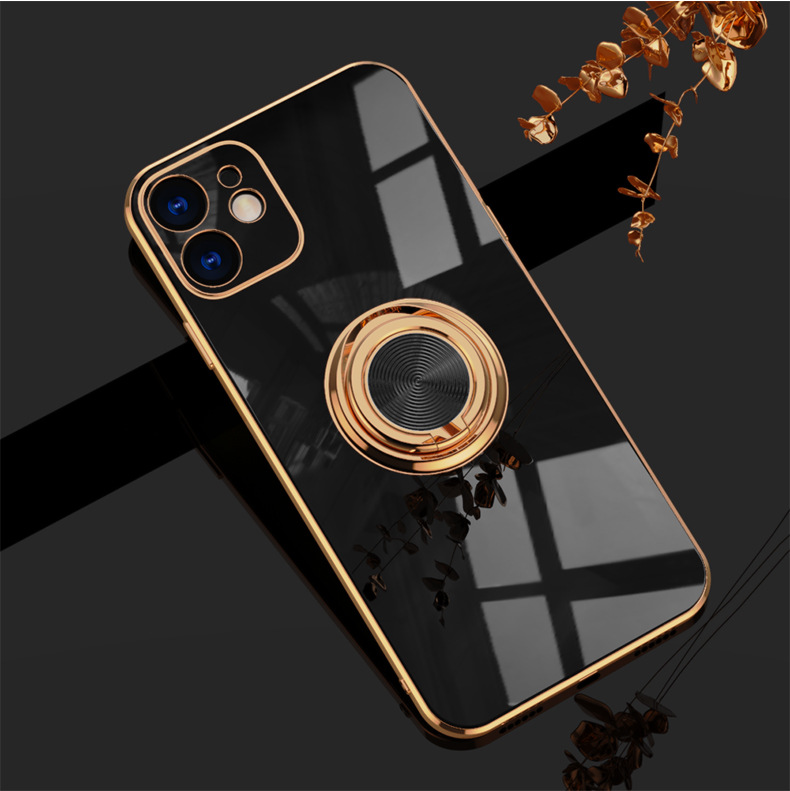 Applicable to Apple Iphone12 Phone Case 13 Promax14/7P/Xs Electroplated Ring Protective Cover Car Magnetic Suction