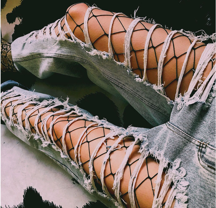 渔网袜丝袜女性感黑色网格鱼网连裤袜小中大网袜批发