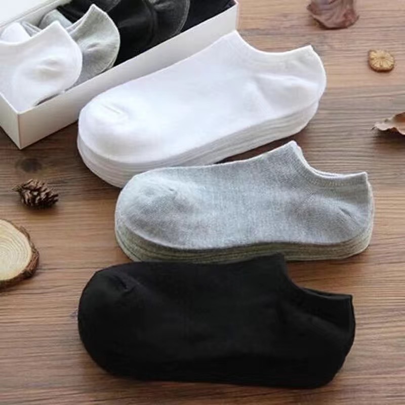 Summer Pure Cotton Socks Men's Summer Solid Color Deodorant and Sweat-Absorbing Boat Socks Wholesale Low Cut Short Tube Spring and Autumn Cotton Underwear Men's Socks