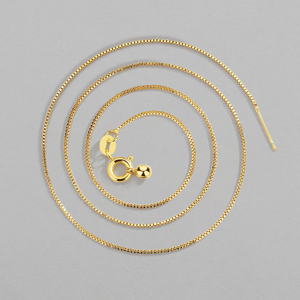 925纯银万能穿针肖邦项链女diy针式串珠素链可调节18k彩金锁骨链