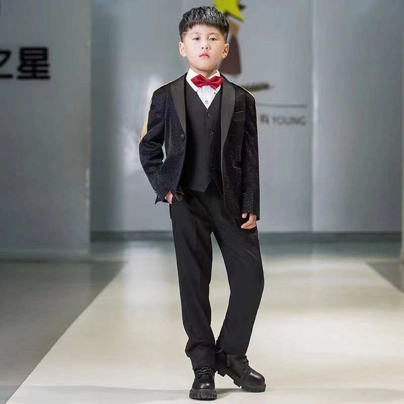 男童礼服西装套装英伦风钢琴表演出服高端模特走秀帅气小西服男孩