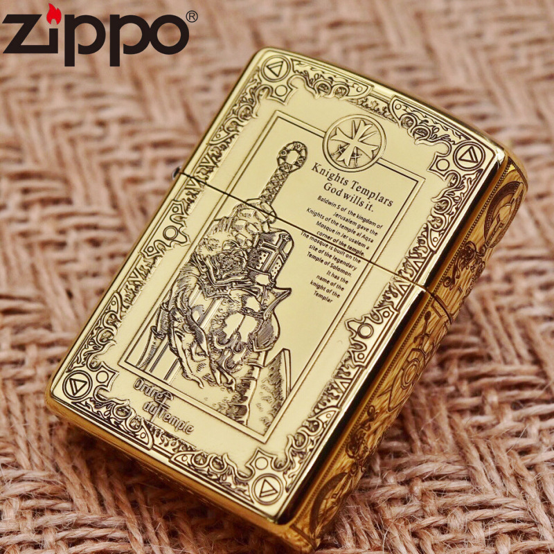 zippo 芝宝 黄铜精雕骑士宣言七准则