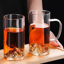 高硼硅玻璃家用创意冰山玻璃杯 藏山杯子 酒杯厨房热水杯观山杯