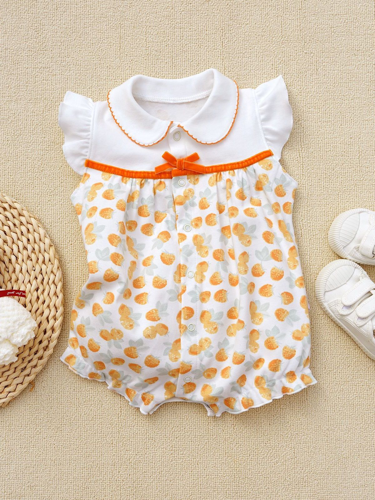 2023 Summer Baby Short Sleeve Rompers Summer Romper Flying Sleeve Rompers Jumpsuit Cotton Cool Pajamas 3-18 Baby Clothes