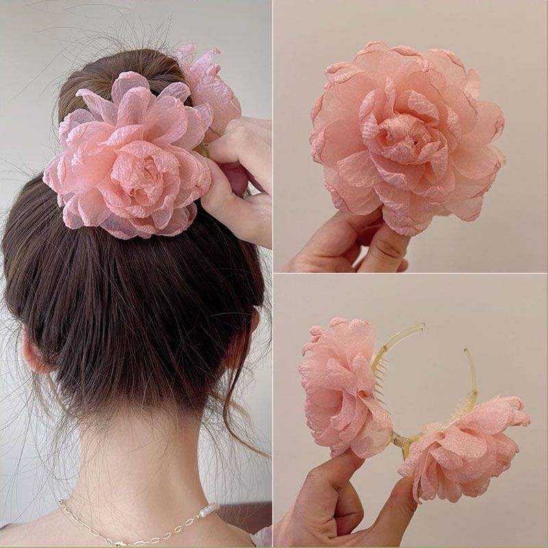 Summer Super Fairy Bun Flower Hair Clip Girls Elegant Updo Hairpin Hairpin Clip Headdress 2024 New