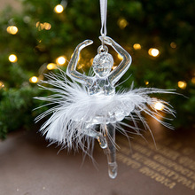 圣诞节冰晶吊坠圣诞树透明亚克力天使女孩装饰品挂件场景布置道具