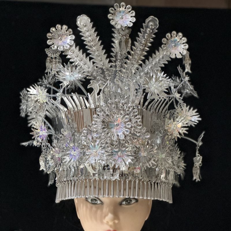 小孩头饰苗族儿童帽子少数民族新款苗族头饰4至13岁可戴全新包邮