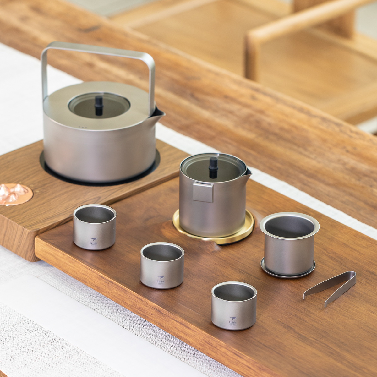 纯钛功夫茶具keith铠斯烧水壶茶壶茶漏双层茶杯套装家用简约礼品
