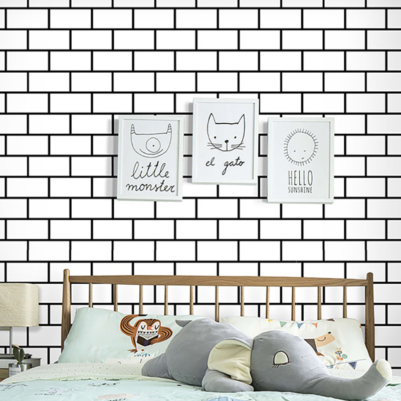Cross-Border Nordic Simple White Brick Pattern Self-Adhesive Wallpaper Pvc Waterproof Stickers Living Room Renovation Bathroom Moisture-Proof Wall