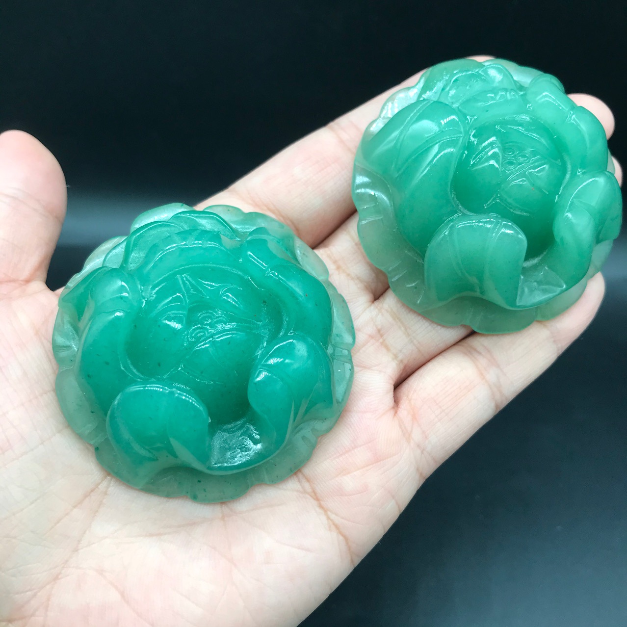 天然绿东陵玉花开富贵吊坠 东陵玉牡丹花挂件吊坠玉器饰品项链