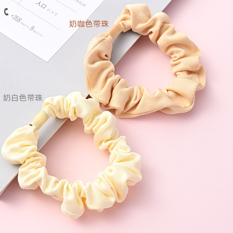 Korean Style Solid Color Comfortable Texture Large Intestine Ring Hair Rope All-Match Brown Hair Band Black Rubber Band Fresh Cloth Rope