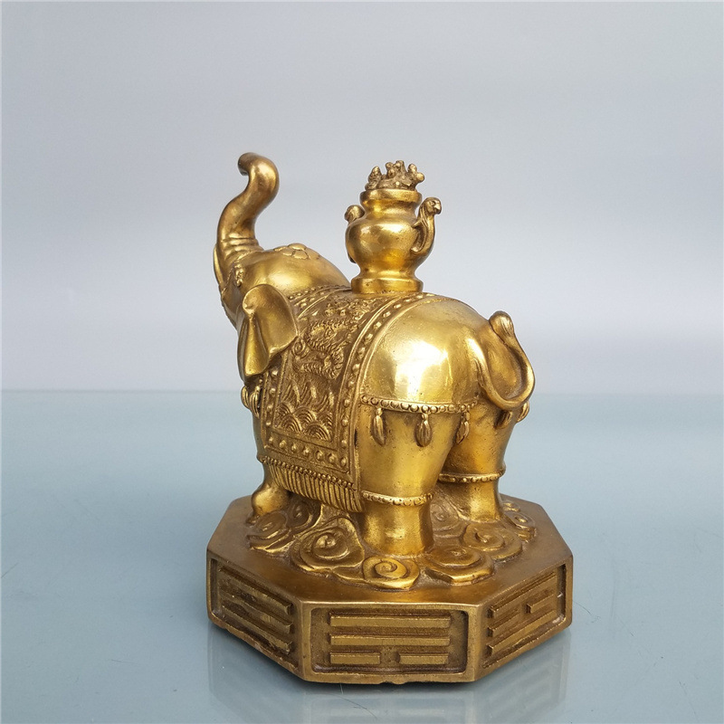 批发黄铜大象八卦象家居客厅摆设黄铜小象摆设工艺品大象铜摆件