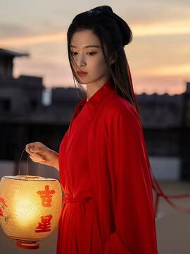 红色魏晋古风武侠古装汉服女中国风古典舞蹈演出服套装超仙气飘逸