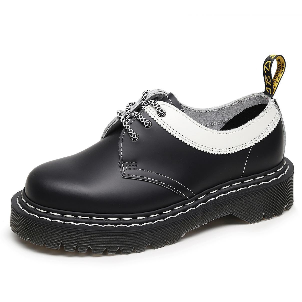 1461ds厚底3孔bex马丁鞋女低帮真皮双线黑白休闲学生