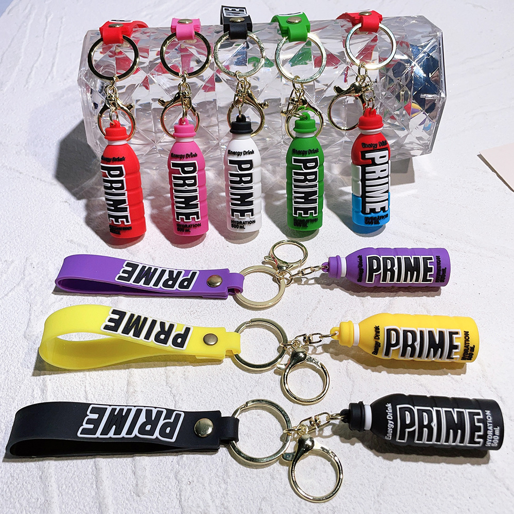 Prime Energy Beverage Bottle Keychain Prime Drink Wine Bottle Pendant PVC Flexible Glue Beverage Bottle Pendant